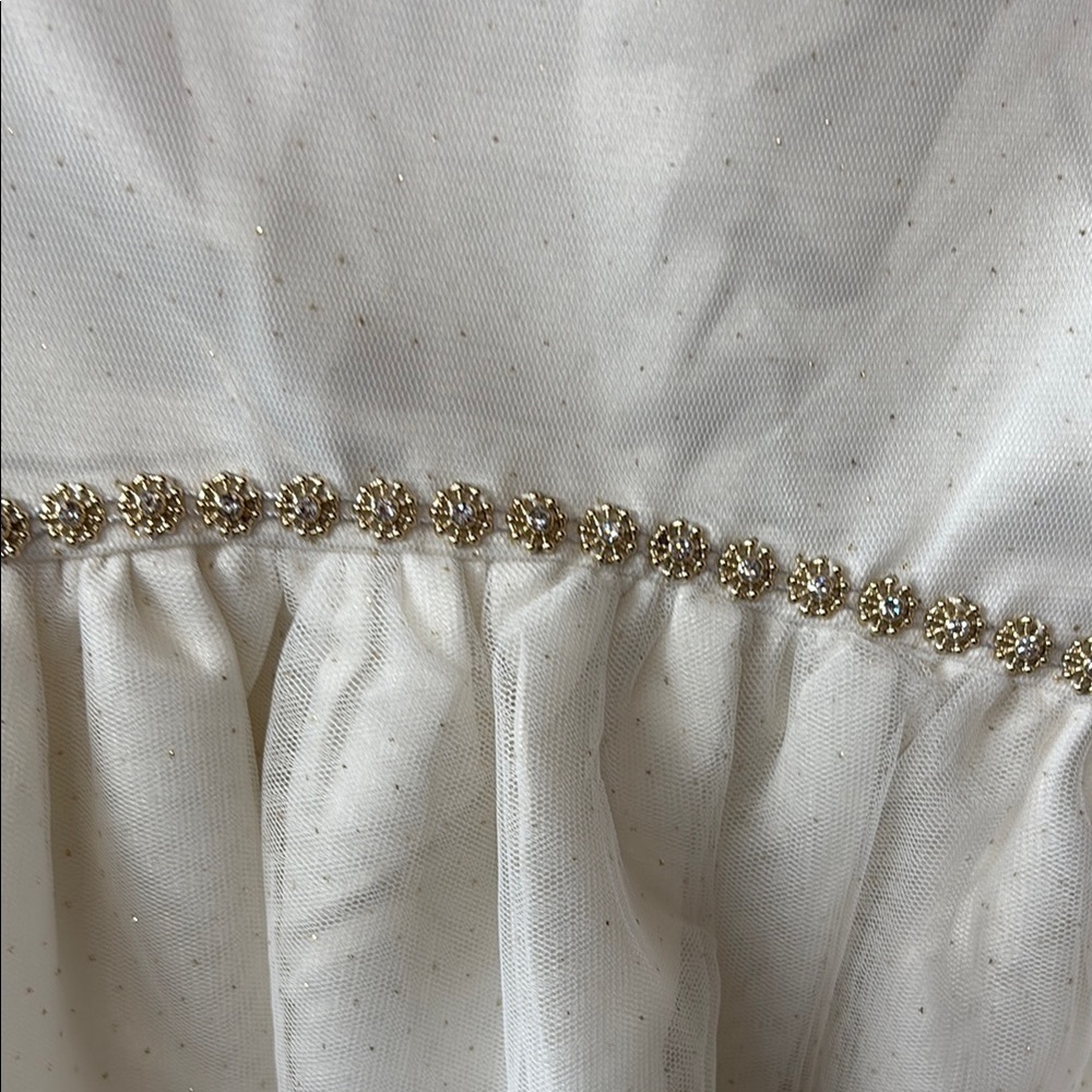 Elegant Little Angels White with Gold Accent Girls Dress Perfect for Christmas! - Picture 3 of 6